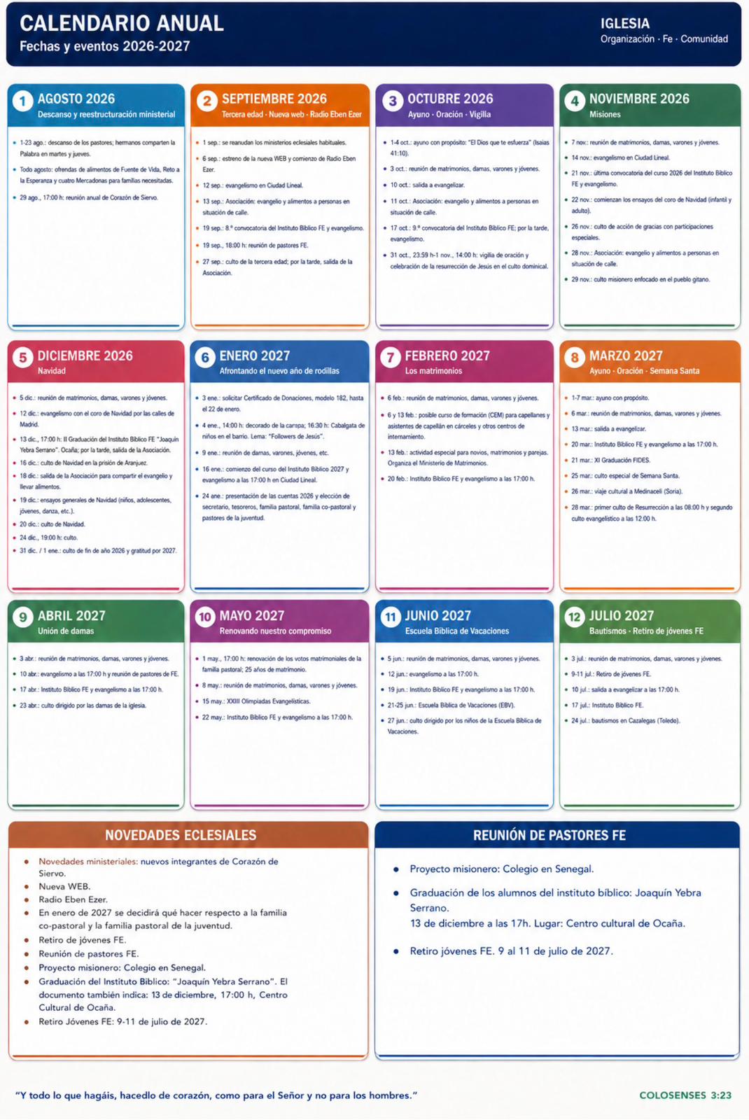 Calendario de actividades